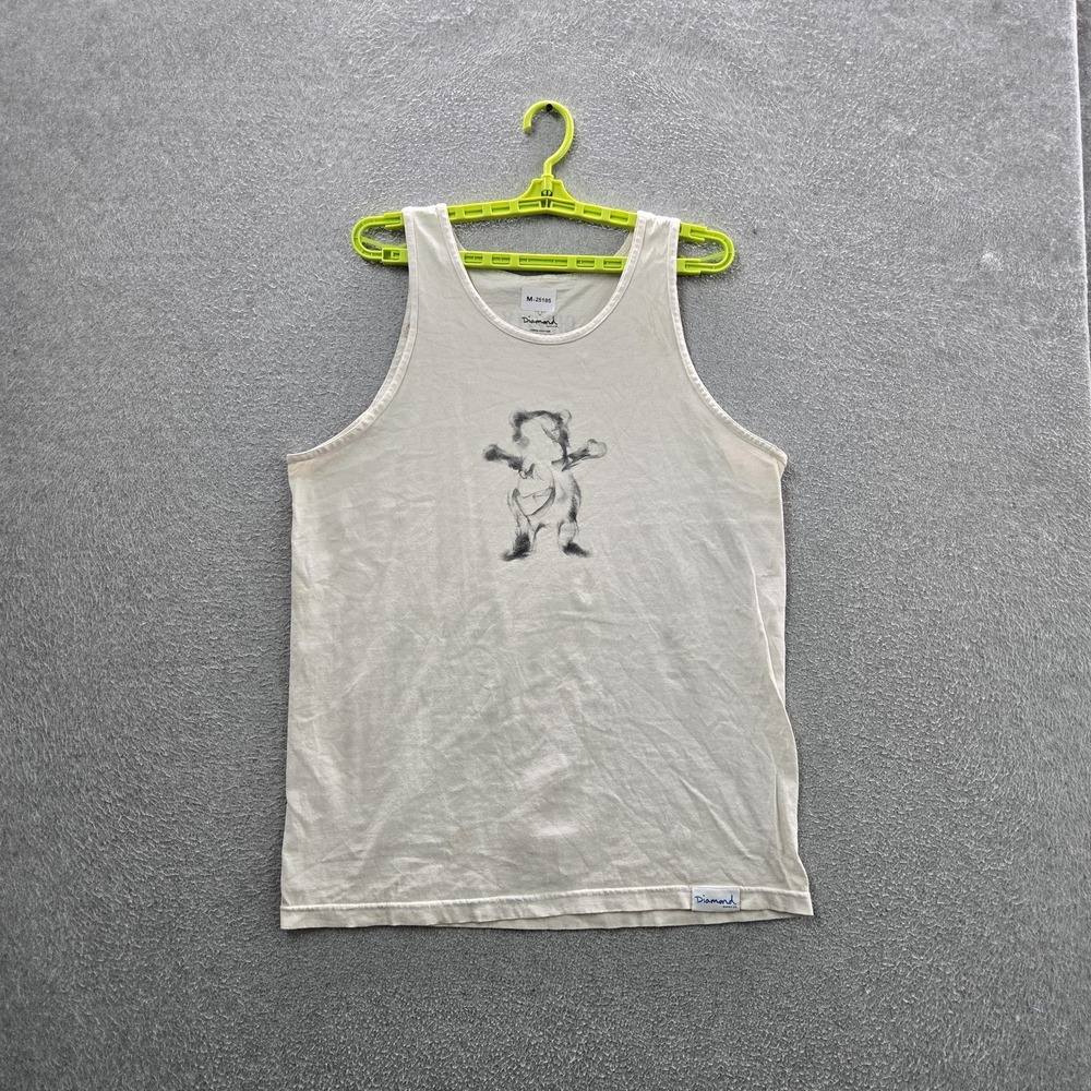 Diamond Supply Co. Men Tank Top‎ L Off White Graphic Bear Print Sleeveless